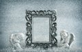 Picture frame with guardian angel. Vintage style decoration Royalty Free Stock Photo