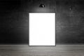 Picture frame illuminated with lamp. Empty space, blank, white paper for mockup