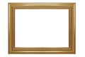 Picture frame isolated on white background, empty antique golden Royalty Free Stock Photo