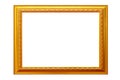 Picture frame isolated on white background, empty antique golden frame Royalty Free Stock Photo