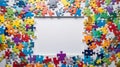 A picture frame made out of colorful puzzle pieces. Generative ai Royalty Free Stock Photo
