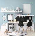 Picture frame mock up in nursery interior, study room for kids Royalty Free Stock Photo