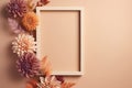 Picture frame mock up and small decorations. Generative Ai Royalty Free Stock Photo