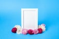 Picture frame mockup decorated with flowers Royalty Free Stock Photo