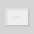 Picture frame mockup. Realistic blank horizontal white picture frame template with shadow isolated on transparent background.