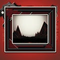 a picture frame with mountains and a red background Royalty Free Stock Photo