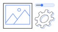 Image editing tools with slider, gear, and photograph representing customization and optimization Royalty Free Stock Photo