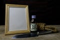 Picture frame and poison and knife.