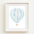 Minimal Watercolor Hot Air Balloon Picture Frame Print Royalty Free Stock Photo