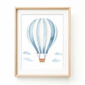 Minimal Watercolor Hot Air Balloon Picture Frame Print Royalty Free Stock Photo