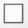 Picture frame. Realistic blank image on gallery wall, modern black square empty photoframe, montage space template for