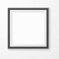 Picture frame. Realistic blank image on gallery wall, modern black square empty photoframe, montage space template for Royalty Free Stock Photo