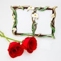 Picture frame and red roses Royalty Free Stock Photo