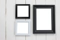 Picture frame set have a empty area on white wooden floor