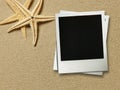 Picture frame on shells and sand background Royalty Free Stock Photo