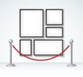 Picture Frame and Silver Rope Barrier Constructor Elements. Vector Royalty Free Stock Photo