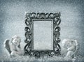 Picture frame with sleeping angel. Vintage style decoration Royalty Free Stock Photo