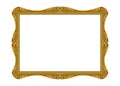 Picture frame. Vintage style. Golden ornate square border with floral carving. Museum exhibition. Antique decoration Royalty Free Stock Photo