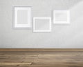 picture frame in White empty room and wooden floor with sunlight cast shadows on wall