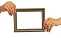 Picture frame in woman hand Royalty Free Stock Photo