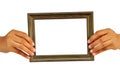 Picture frame in woman hand Royalty Free Stock Photo