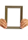 Picture frame in woman hand Royalty Free Stock Photo