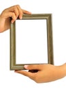 Picture frame in woman hand Royalty Free Stock Photo