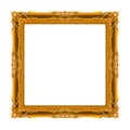 Picture frame Wood carved Old isolated on a white background Royalty Free Stock Photo