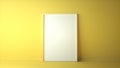 Picture frame on yellow background. Mockup with copyspace. 3d rendering Royalty Free Stock Photo