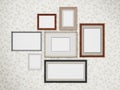 Picture frames arranged on the wall. 3D dimensional Royalty Free Stock Photo