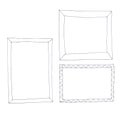 Picture frames for mockup, graphic linear drawing on white background Royalty Free Stock Photo