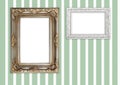 Picture frames on striped wall Royalty Free Stock Photo