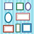 Picture frames on wall. Flat photo frame set