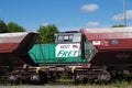 Picture of freight train with logo of French National Rail Company.