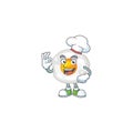 A picture of fried egg cartoon character wearing white chef hat Royalty Free Stock Photo