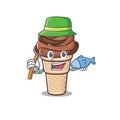 A Picture of funny Fishing chocolate ice cream design