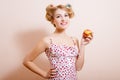 Picture of funny happy smiling sexi pinup lady Royalty Free Stock Photo