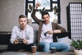 Gamers playing party Royalty Free Stock Photo