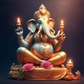 A picture of Ganesha is depicted sitting with a dark background, generated by AI