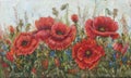Picture - `Garden poppies`. Painting - oil, canvas