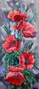 Picture - `Garden poppies`. Painting - oil, canvas