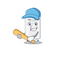 Picture of gas water heater cartoon character playing baseball Royalty Free Stock Photo