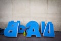 Giant blue letters written in Serbian language with the Cyrillic Alphabet, also called cirilica, one of the two official alphabets Royalty Free Stock Photo