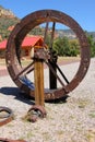 Giant rusty wheel