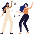 Picture of girlfriends singing on a white background. Vector illustration