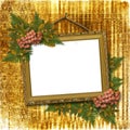 Picture gold frame with bunch