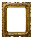 Picture gold wooden ornate frame for design on isolated background Royalty Free Stock Photo