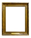 Picture gold wooden ornate frame for design on isolated background Royalty Free Stock Photo