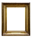 Picture gold wooden ornate frame for design on isolated background Royalty Free Stock Photo