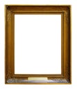 Picture gold wooden ornate frame for design on isolated background Royalty Free Stock Photo